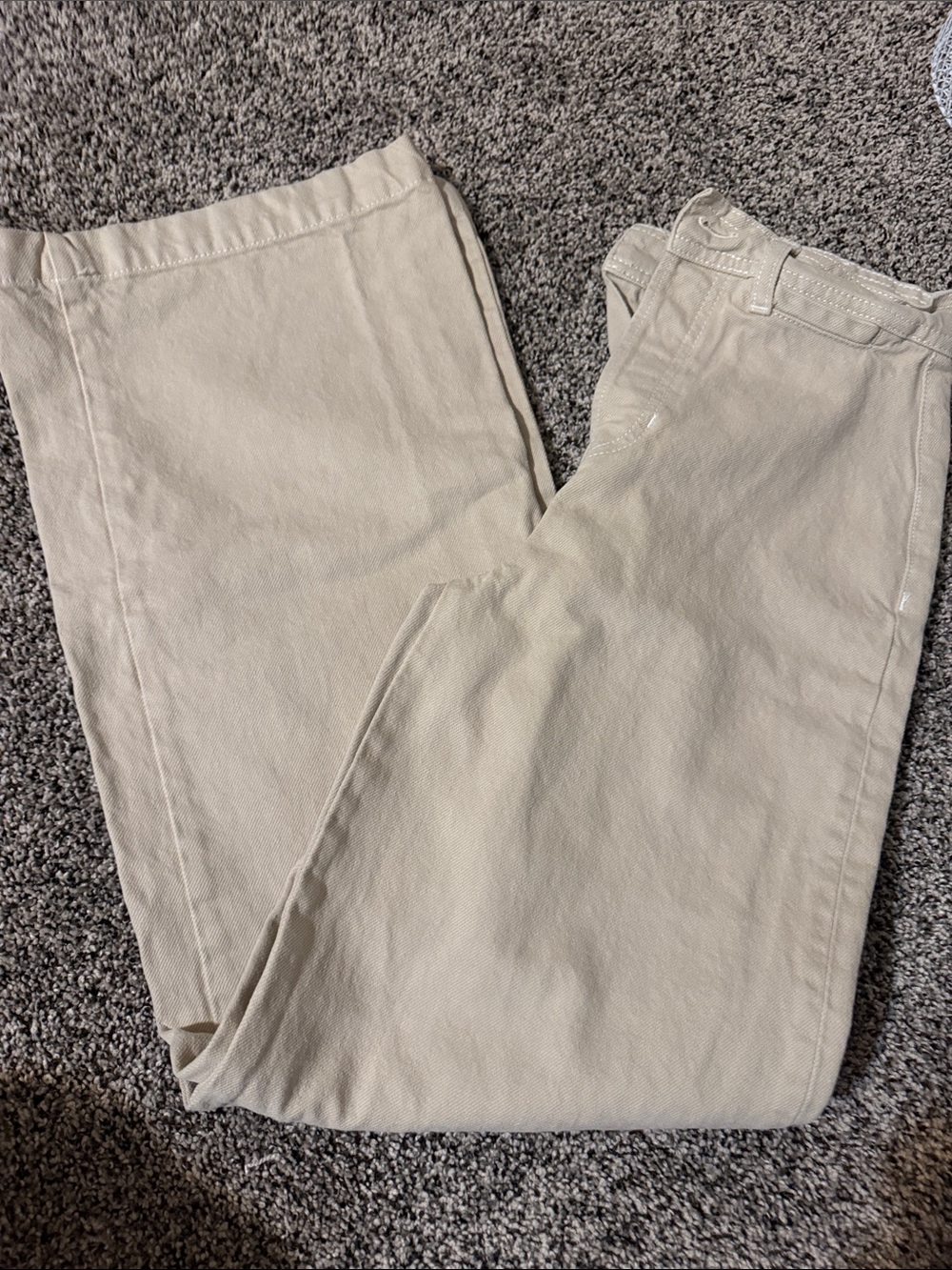 Reformation Straight-Leg Jeans in Light Beige